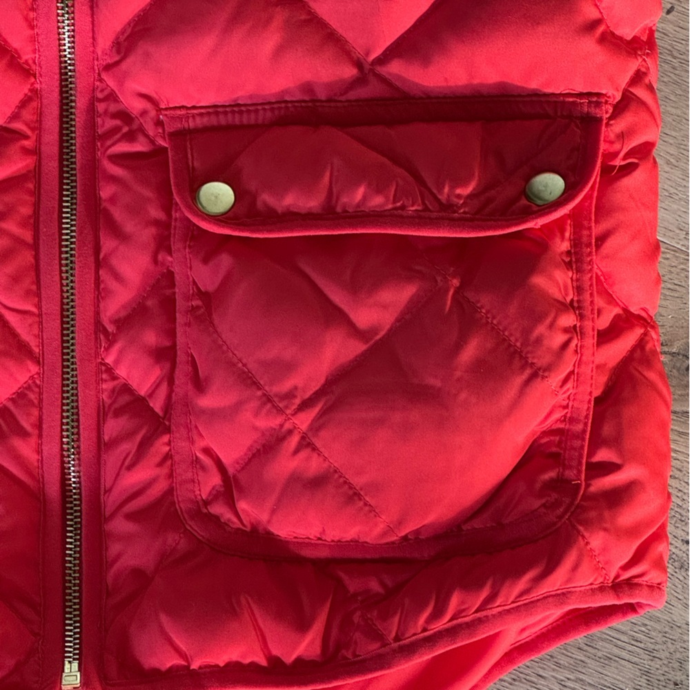 Woolrich Red Quilted Down Puffer Vest Duck Down Feather Fill Women’s Small - Picture 4 of 6